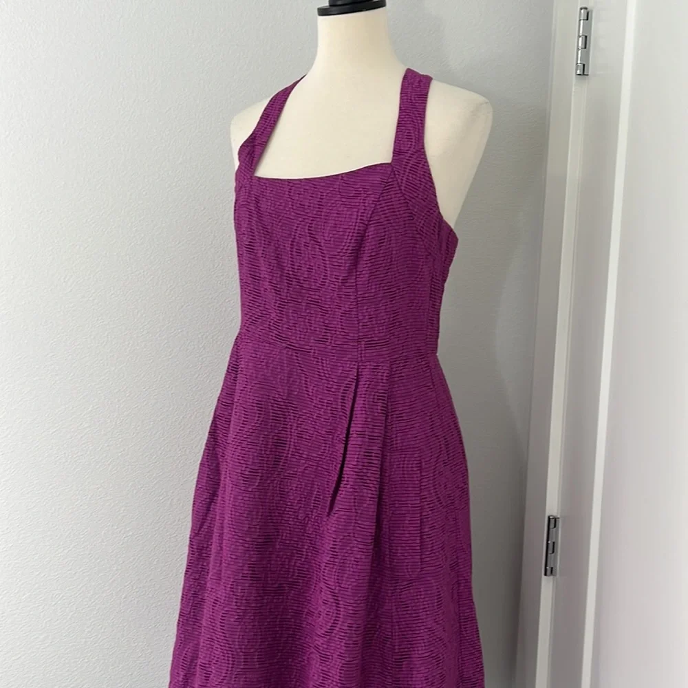 Nanette Lepore Size 6 Purple Halter A-Line Sun Dress with Pockets - Picture 13 of 14